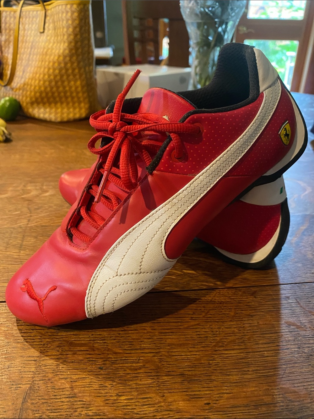 Puma Red and White Ferrari-Style Men's Sneakers